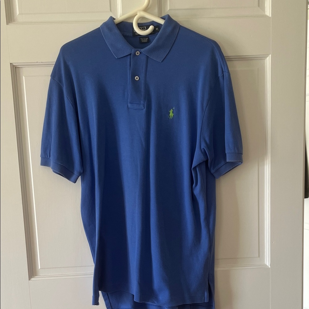 Polo by Ralph Lauren Men's Classic Blue Polo with Green Logo